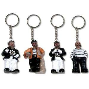 Wholesale Pack Handpainted Assorted Poly Stone Captain Sailor Keychain 