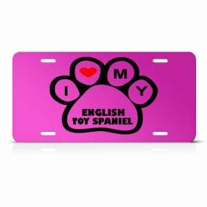 English Toy Spaniel Dog Dogs Pink Animal Metal License Plate Wall Sign 
