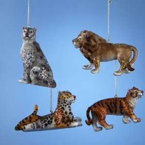 Club Pack of 12 Animal Planet Glittered Jungle Cat Christmas Ornaments