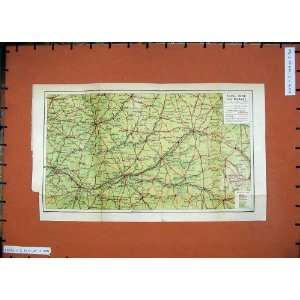   1926 Colour Map France Tours Orleans Le Mans Bourges