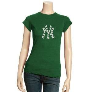   Ladies Kelly Green St. Patricks Day Tiny Shamrock Triblend T shirt