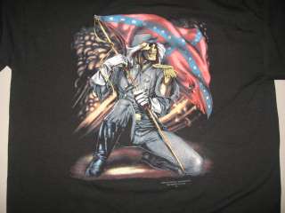   DEADSTOCK 3D EMBLEM SKELETON T Shirt LARGE rebel flag confederate nos