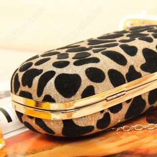   Leopard Ring Shoulder Clutch Evening Bag Handbag Sequin Metal Chain