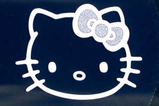 HELLO KITTY SILVER GLITTER BOW 3x4 inch Decals Stickers  
