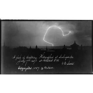   Flash of Lightning,Dubuque,Iowa,IA,city skyline,1887