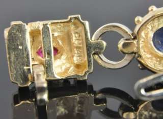   05 CT Natural Sapphire Ruby Byzantine Chain Link Bracelet Heavy  
