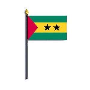  Sao Tome & Principe Flag Rayon On Staff 4 in. x 6 in 