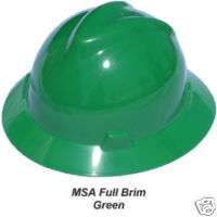 GREEN MSA V Guard Full Brim Hard Hat STAZ ON Suspension  