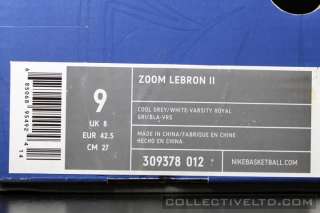   Zoom Lebron II 2 kobe jordan 309378 012 COOL GREY WHITE ROYAL 9  
