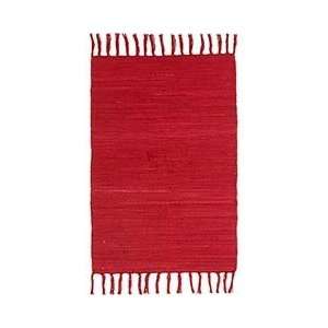 Red Chindi Fringed 100% Cotton Rug