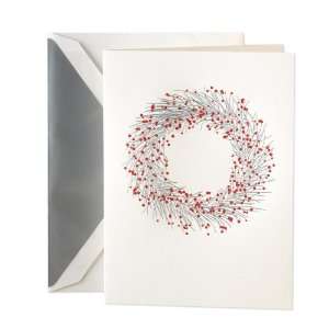  Crane & Co. Hand Engraved Silver Wreath with Berries Holiday Cards 