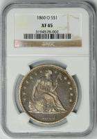 1860 O NGC XF45 SEATED LIBERTY DOLLAR * New Orleans Mint * #3194578 