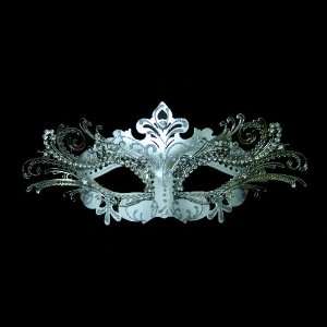  White & Silver Decorative Metal Venetian Mask