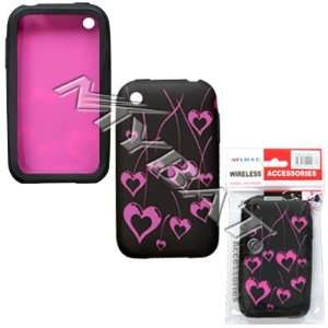  iphone 3G Cherry Heart(Hot Pink/ Black) Laser Cut Skin 