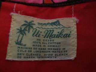 Vintage Schlitz advertising Hawaiian shirt Ui Maikai mod pop art Gusto 