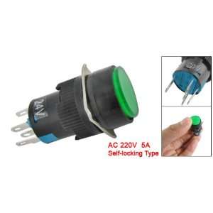  Amico AC 220V Self Locking Light Push Switch Control Grn 