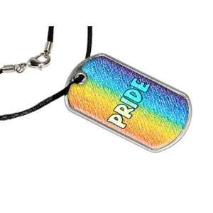  Pride   Military Dog Tag Black Satin Cord Necklace 