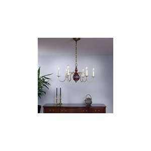   Wood Chandelier Arms Blue Body Mustard Trim by Northeast Lantern 991