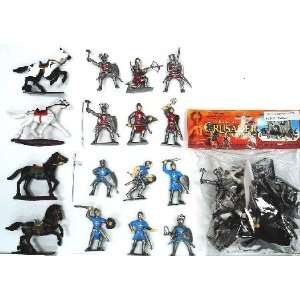 Crusader Knights & Horse Figure Playset (12 Knights & 4 Horses 
