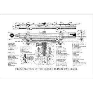  Vintage Art Cross Section of the Berger 18 Inch Wye Level 