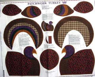 PATCHWORK TURKEY PANEL Fabric Cut and Sew Centerpiece  