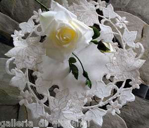 Enchantment Lace Doily Rose Flower 16 Cream Color  