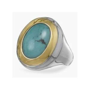   TURQUOISE RING WITH CONTEMPORARY BRASS ACCENT, BOLD STYLE Everything