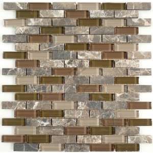   Brown Crystile Blends Glossy & Unpolished Glass and Stone Tile   18280