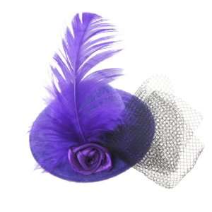   Purple Flower Black Mesh Veil Hat Style Alligator Hair Clip Beauty