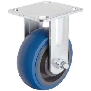 45 Series Plate Caster, Rigid, Rubber on Aluminum Wheel, Ball Bearing 