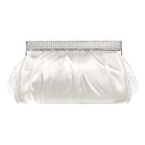 SOFT CREME Satin Evening Clutch Purse with Crystal Top  