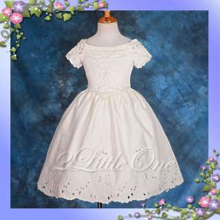 Satin Embroidery Dress Wedding Flower Girl Pageant Party Size 3T 10 