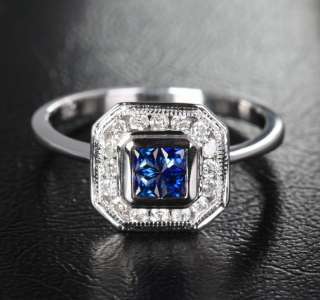 Natural .98ct VVS Sapphire/ Diamond 14K White Gold Ring  
