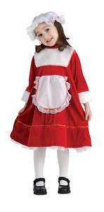 Childs Lil Mrs Santa Claus Costume Sizes Sm, Med & Lg  