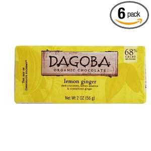 Dagoba Bar Dark Chocolate/Lemon Ginger 2 Ounce (Pack of 6)  