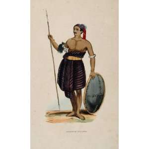  1843 Print Costume Warrior Spear Savu Islands Indonesia 