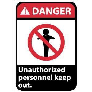 Danger, Unauthorized Personnel Keep Out, 14X10, Adhesive Vinyl  