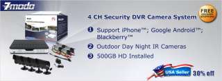 ZMODO 4 CH CCTV Security DVR Outdoor IR Camera System 500GB SKU# PKD 