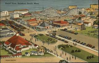 SALISBURY BEACH MA Aerial View ROLLER COASTER Old Postcard  