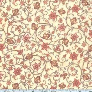  45 Wide Timeless Treasures Floral Vines Cream Fabric By 