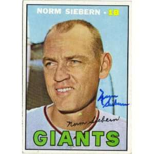 Norm Siebern San Francisco Giants #299 1967 Topps Autographed Baseball 