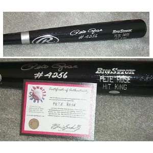 Pete Rose Signed Black Big Stick Bat w/Hit King  Sports 