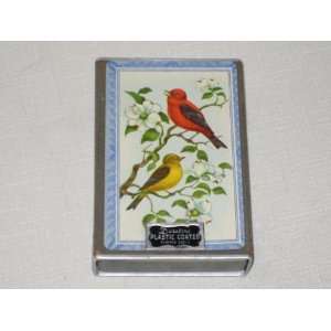 Vintage Pinochle Duratone Plastic Coated Bird Scene Playing Swap Cards