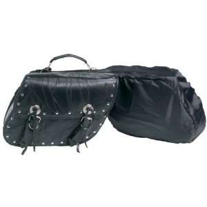  Motorcycle Leather Saddle Bag Set 2pc