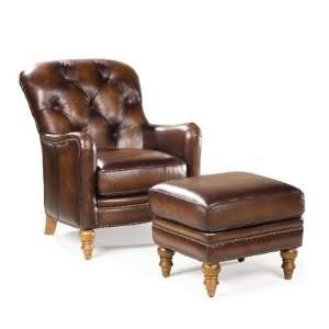  *QUICK SHIP* Ascot Leather Chair and Ottoman Set in Derby 