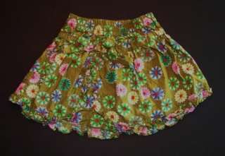 Girls Oilily Skort Skirt Green Sparkle Floral sz 116 6  