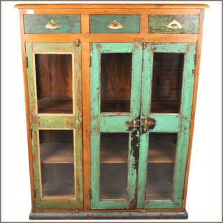 Hand Painted Rustic Distressed Reclaimed Wood Storage Wardrobe Armoire 