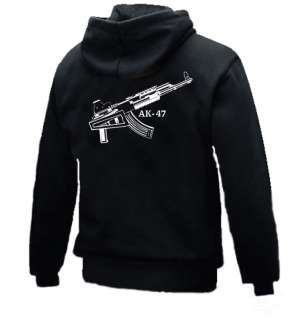 Russian Gun AK 47 Kalashnikov Kalashnikow Black hooded sweatshirt XXXL 