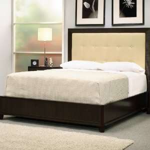   Bed with Upholstered Headboard in Espresso   Queen