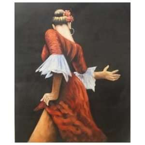   Artist Flaming Dancer Oil Paint Canvas 20x24